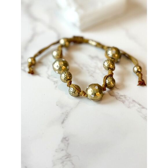 Jones NY Hammered Gold & Rhinestone Bracelet - Picture 2 of 4